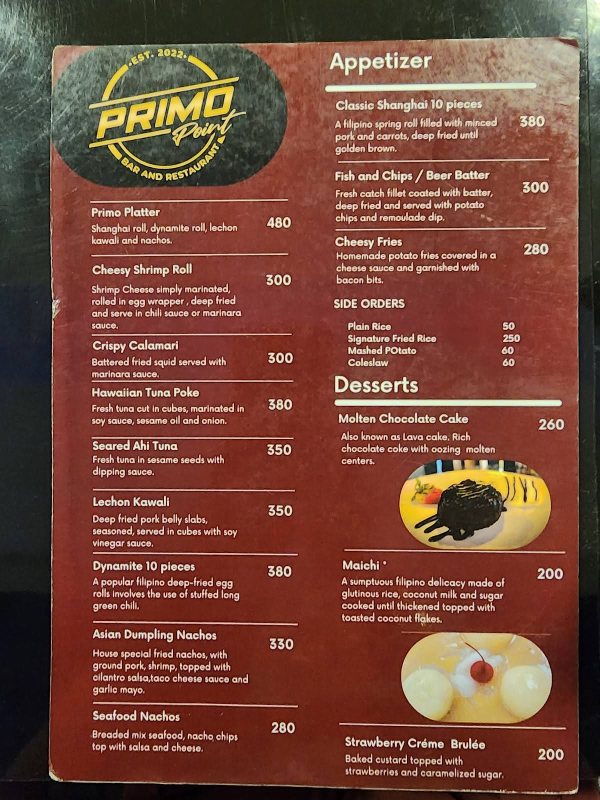 menù al primo risto bar