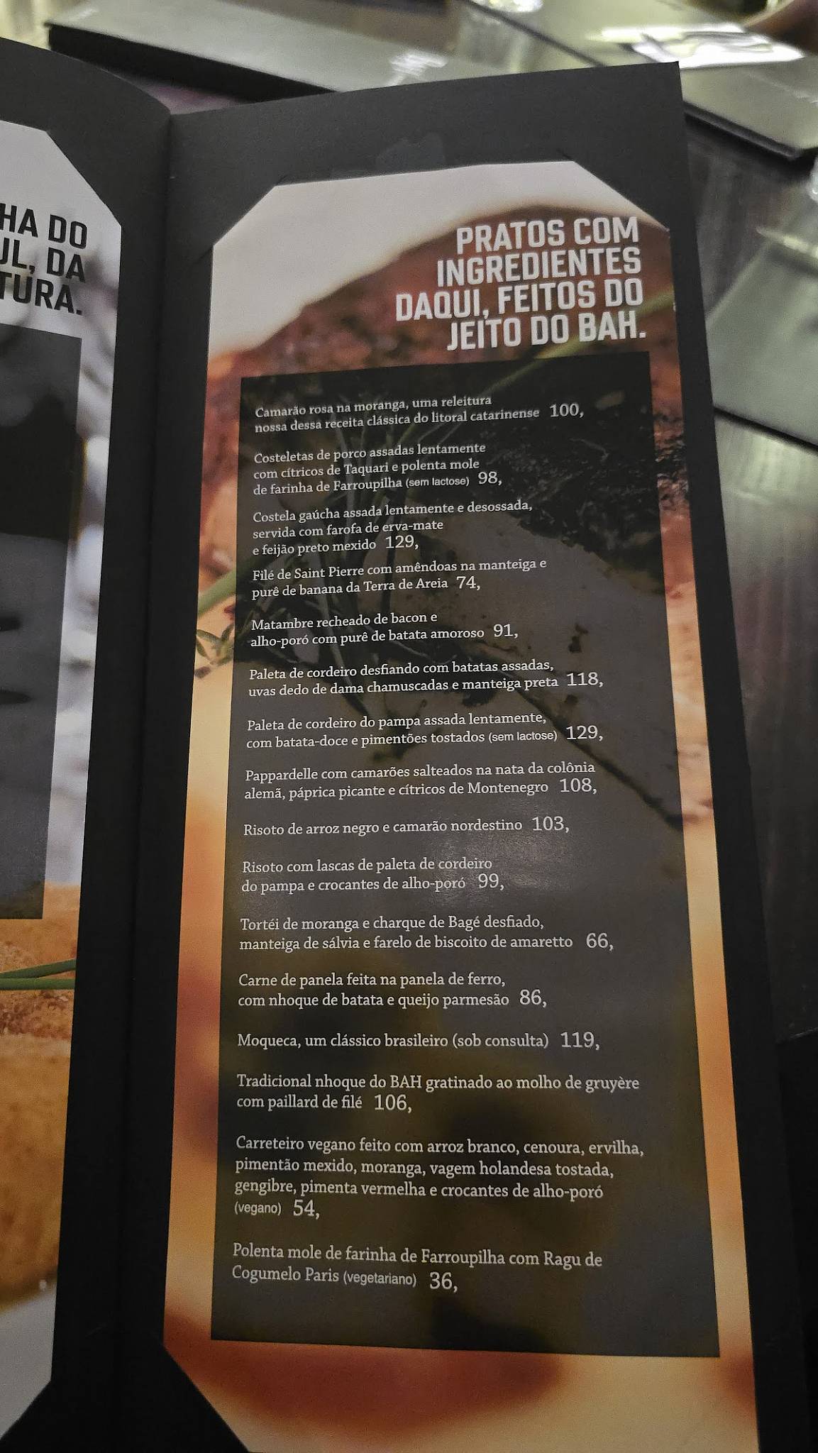 Bah Restaurante cardápio