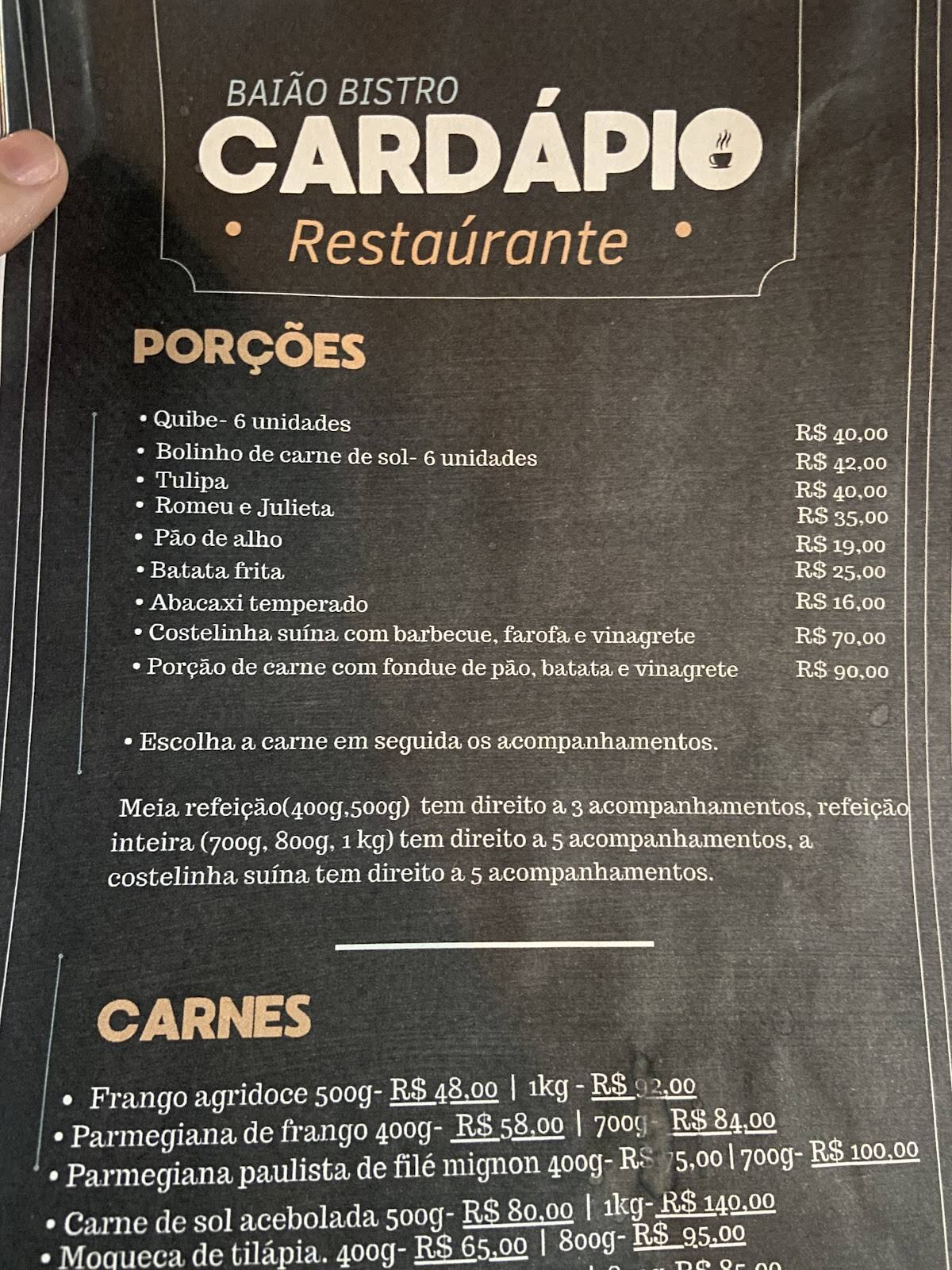 Baião Bistrô cardápio