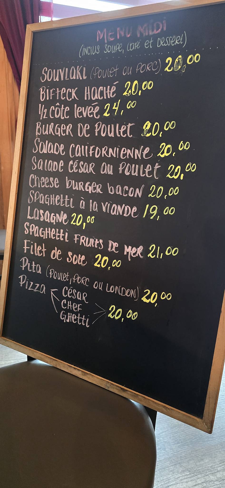 Menu de Balza