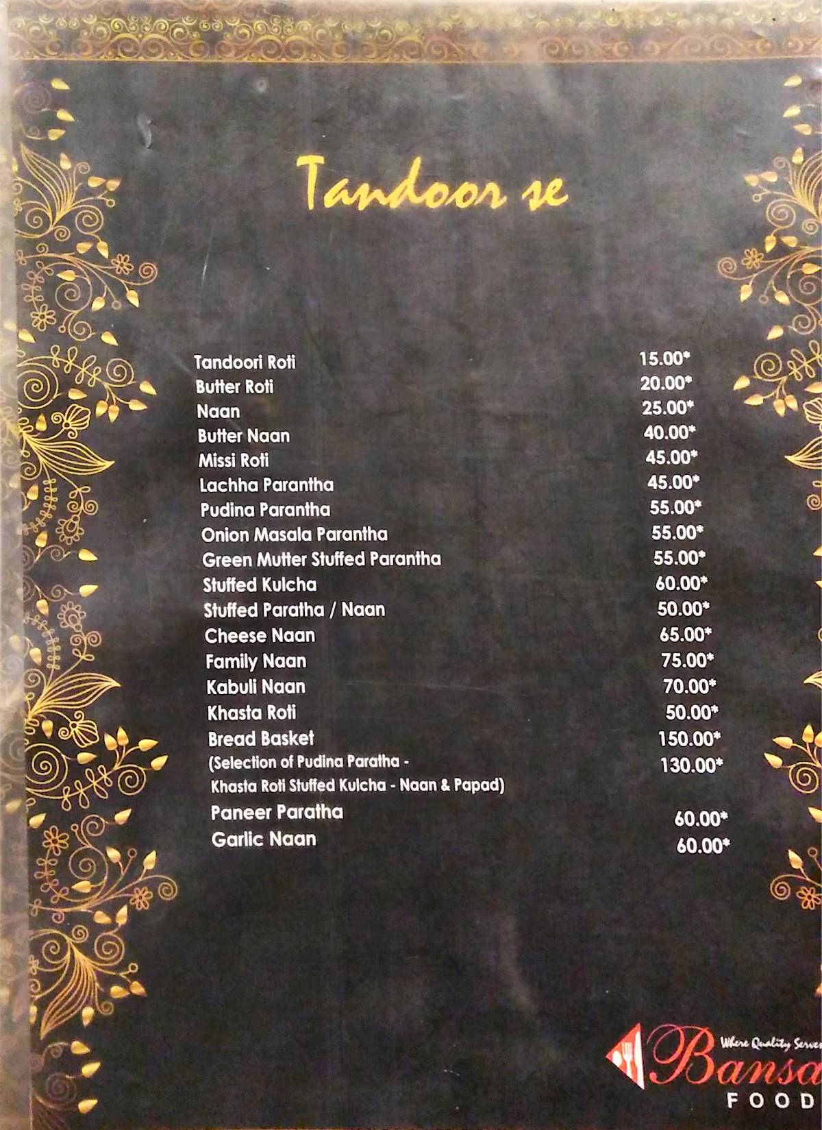 Bansal Foods ( Best Restaurant &Caterers in Mathura ) menu