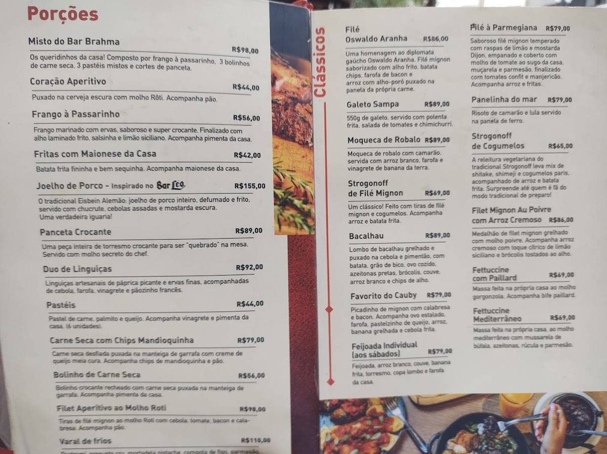 Bar Brahma cardápio