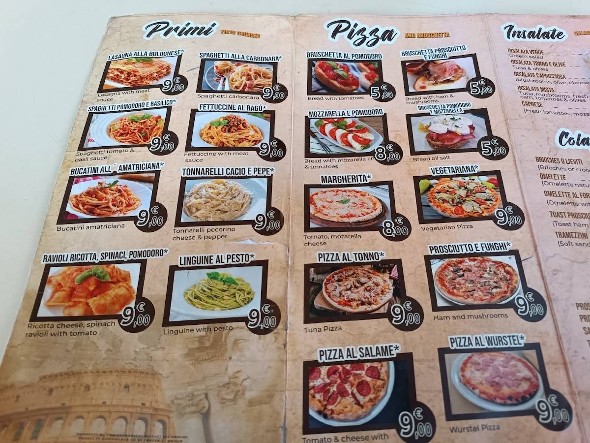 Menu di Bar Giulio Cesare Roma 