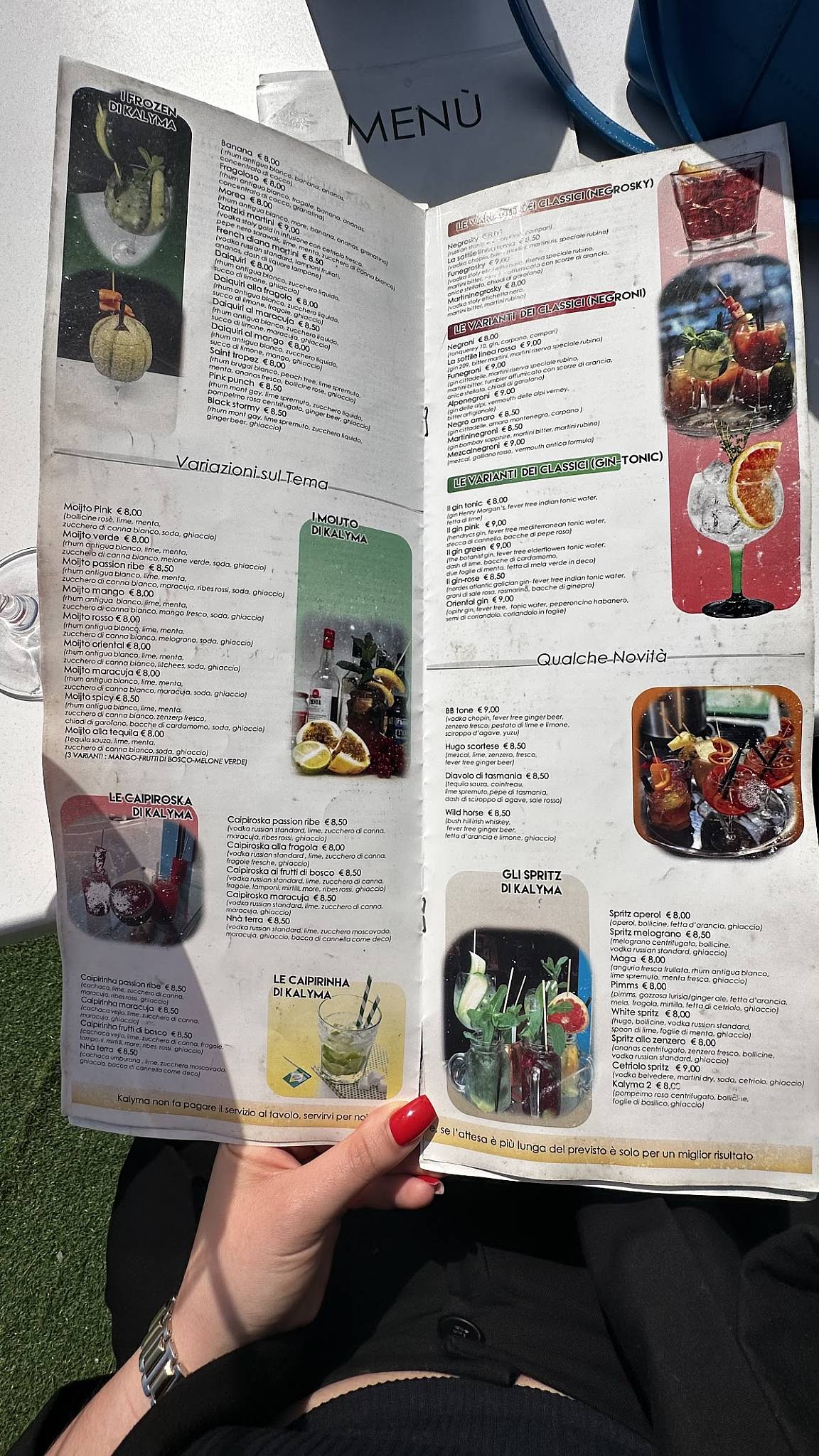 Menu di Bar Kalyma Cafè Genova 