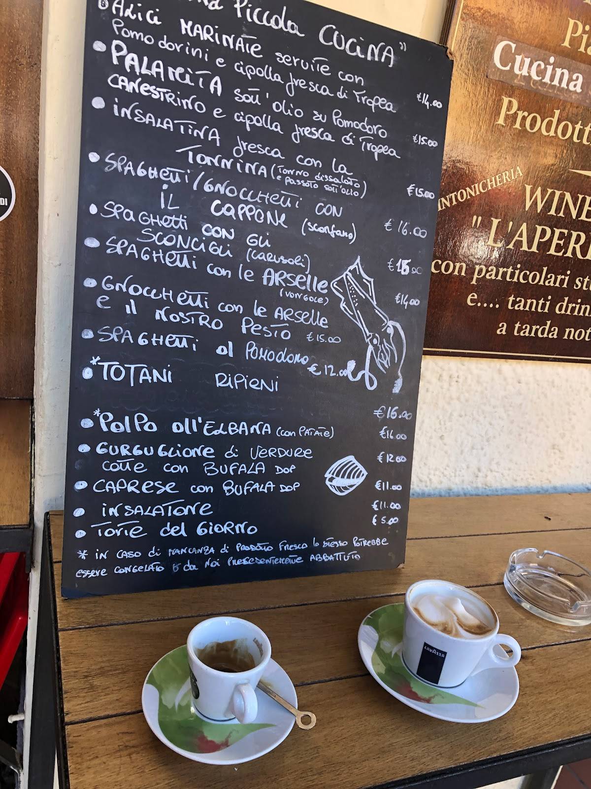 Menu di Bar La Pinta - Procchio (li) 