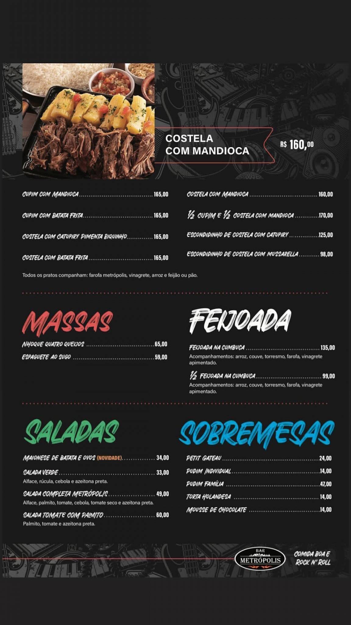 Bar Metrópolis cardápio