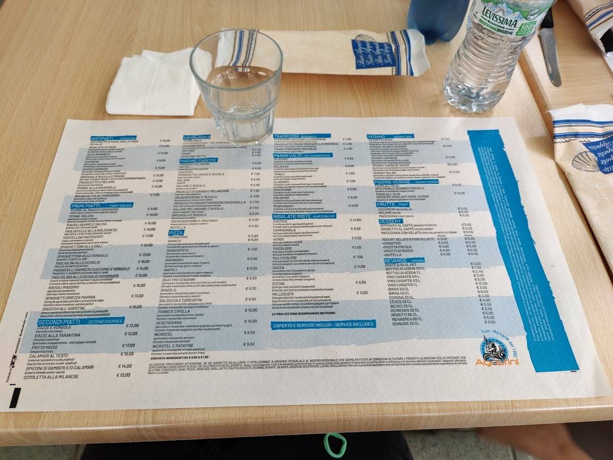 Menu di Bar Ristorante Agostini 