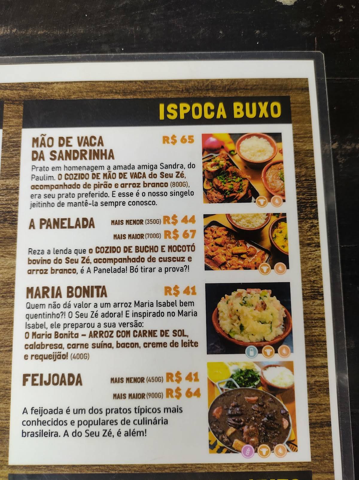Seu Zé - Bodega cardápio