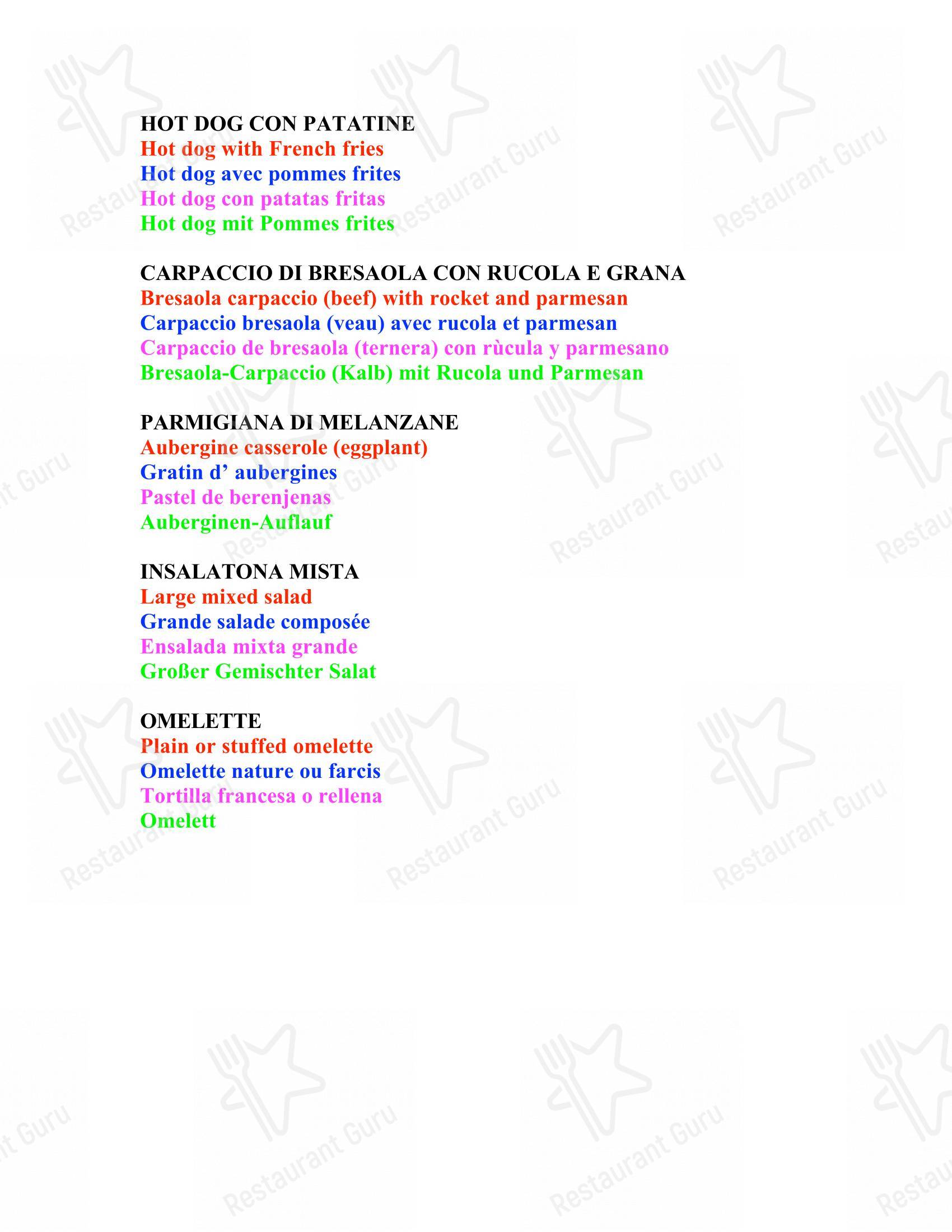 Menu per Bar Trattoria Silvia e Claudia ristorante