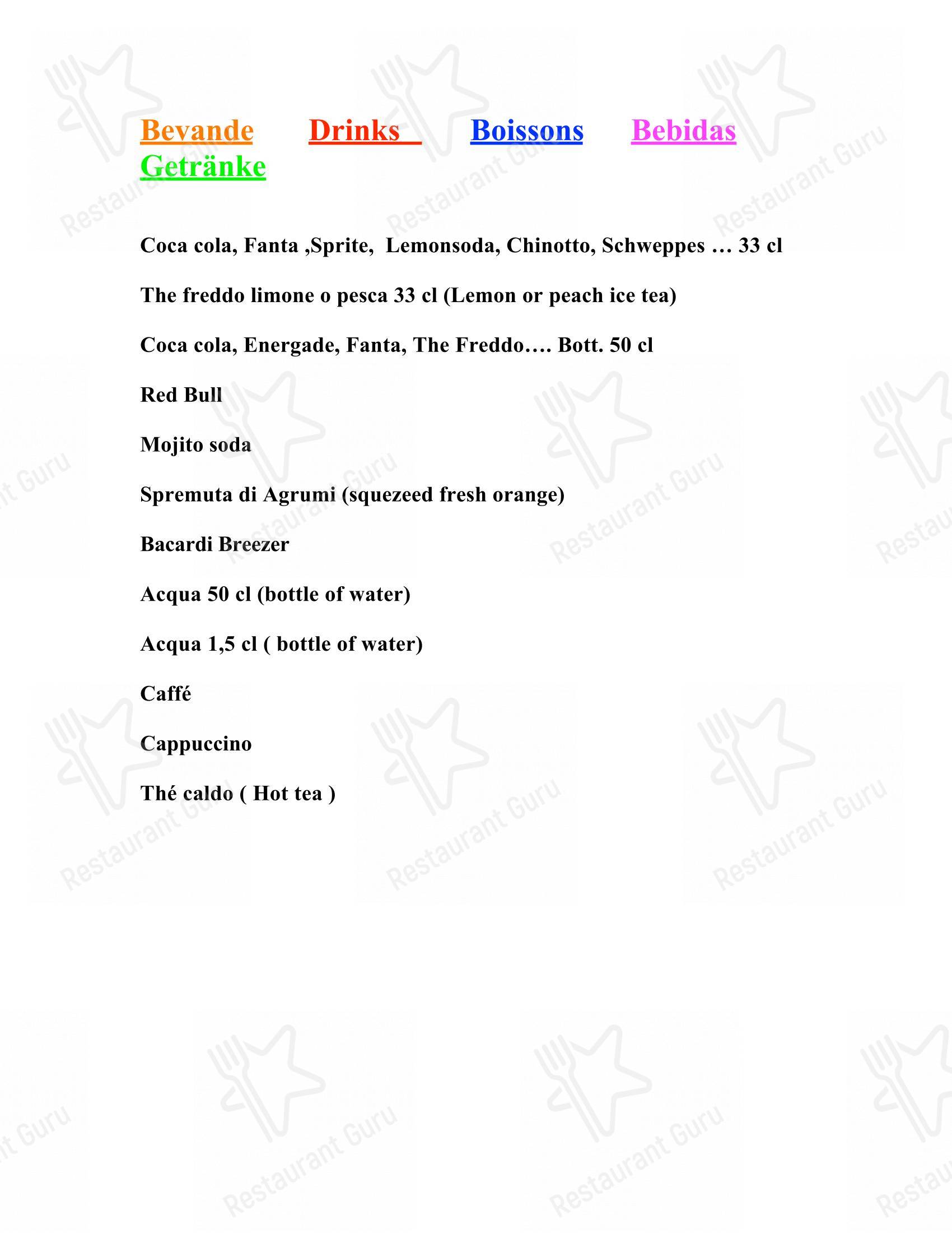 Menu per Bar Trattoria Silvia e Claudia ristorante