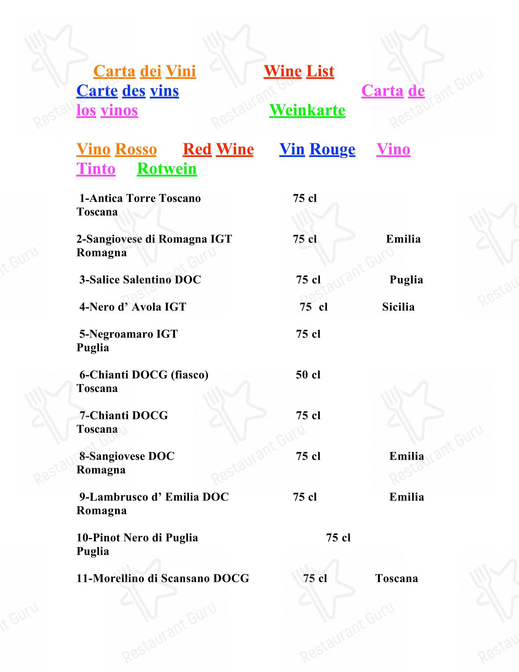 Menu per Bar Trattoria Silvia e Claudia ristorante
