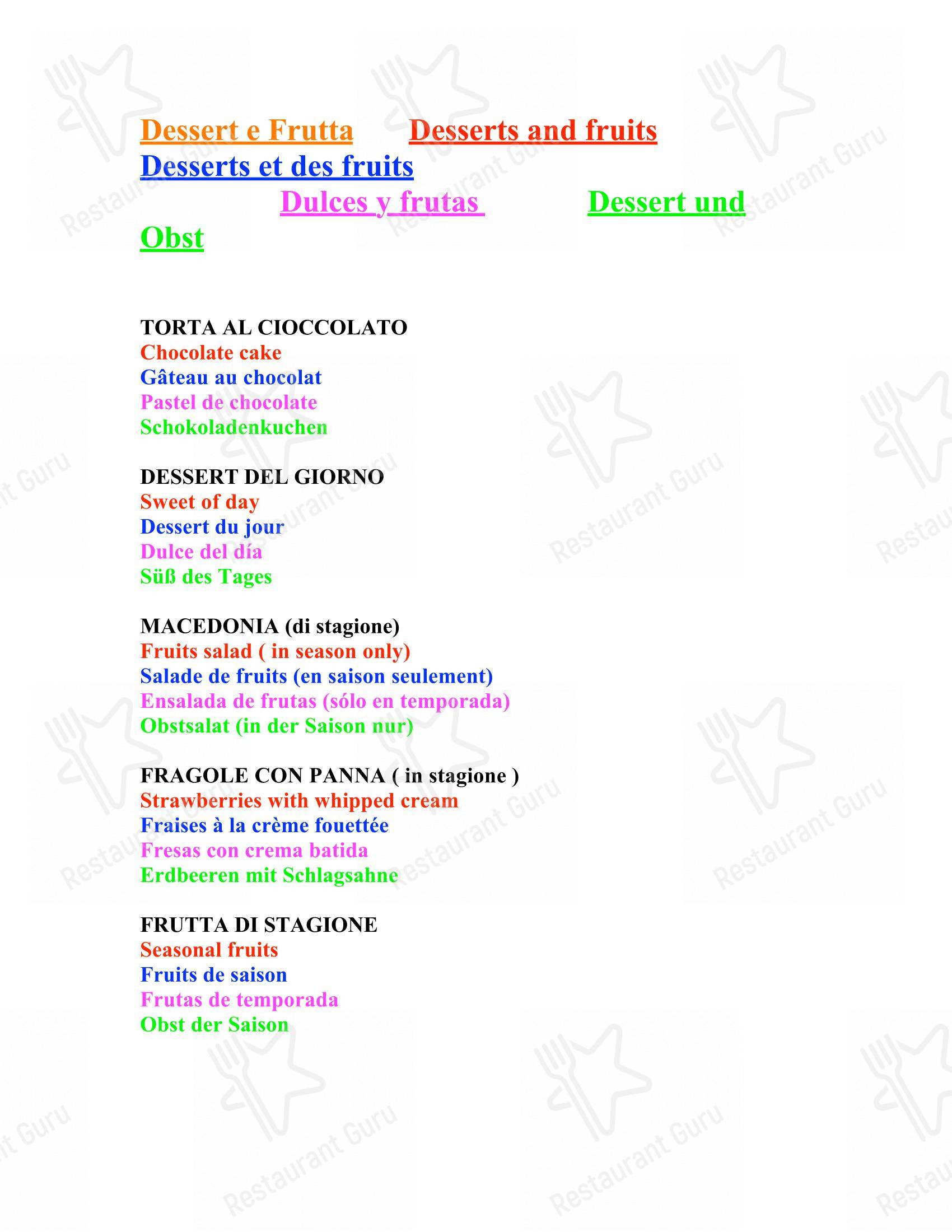 Menu per Bar Trattoria Silvia e Claudia ristorante