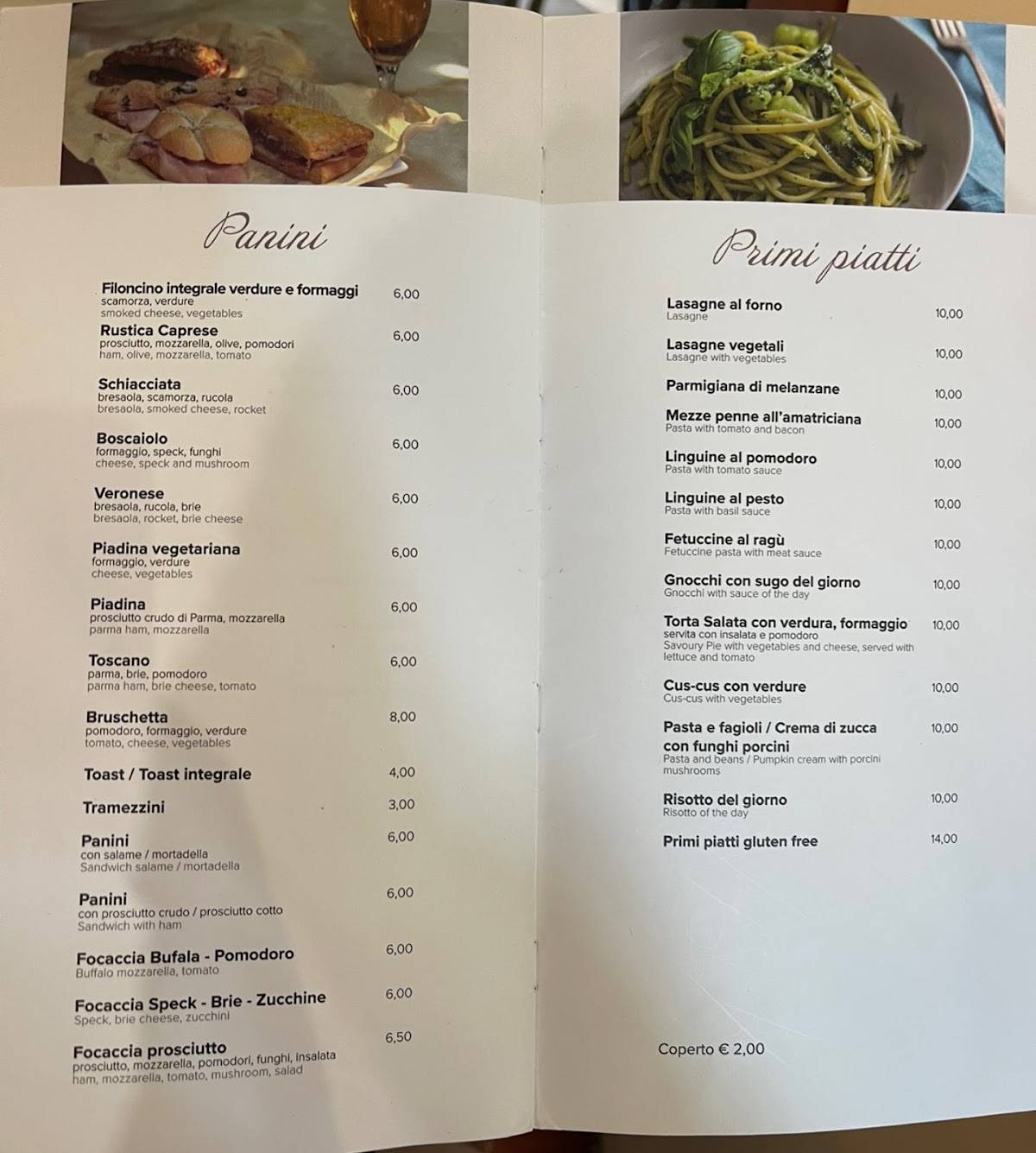 Menu di Bar Caffetteria al Duomo 