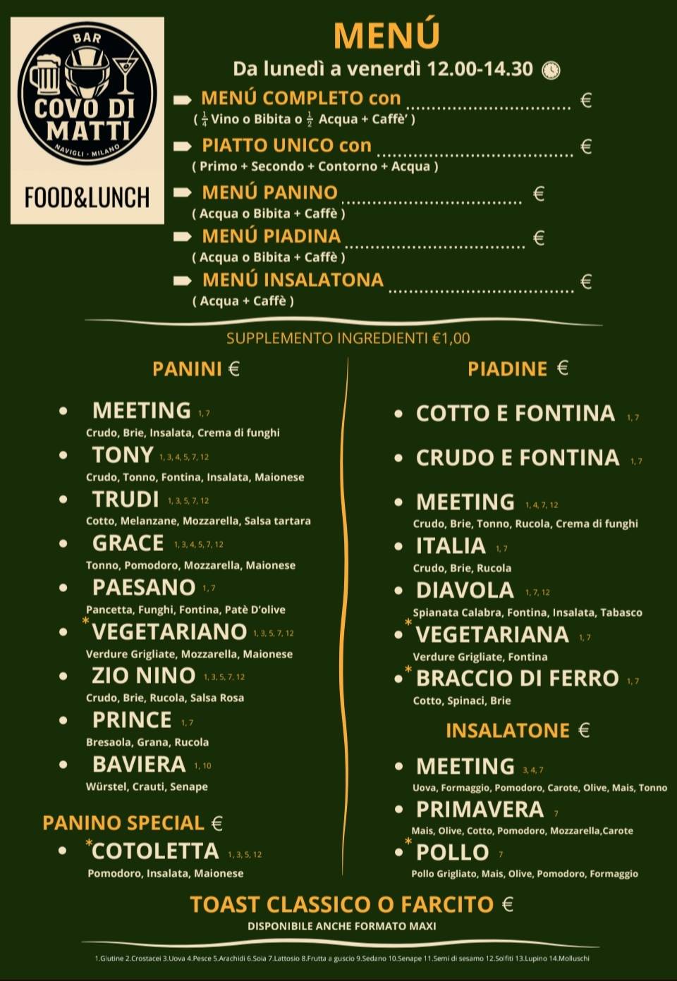 Menu di Bar Covo Di Matti 
