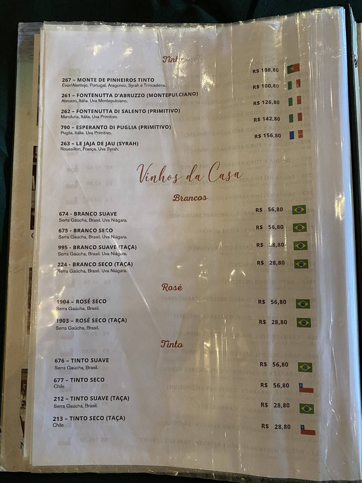 Bar da Praia cardápio