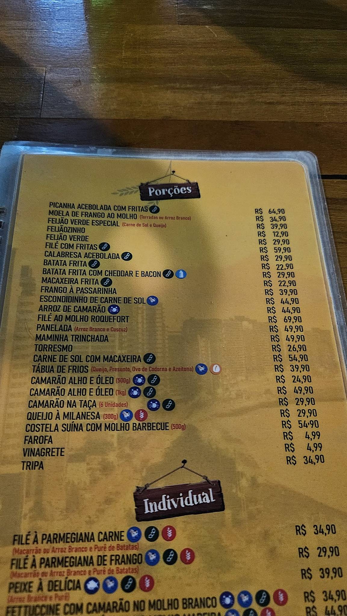 Bar da Varjota cardápio