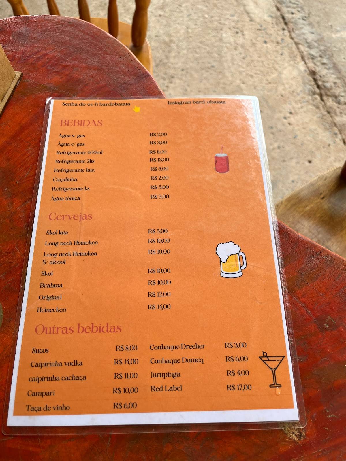 Bar do Batata cardápio
