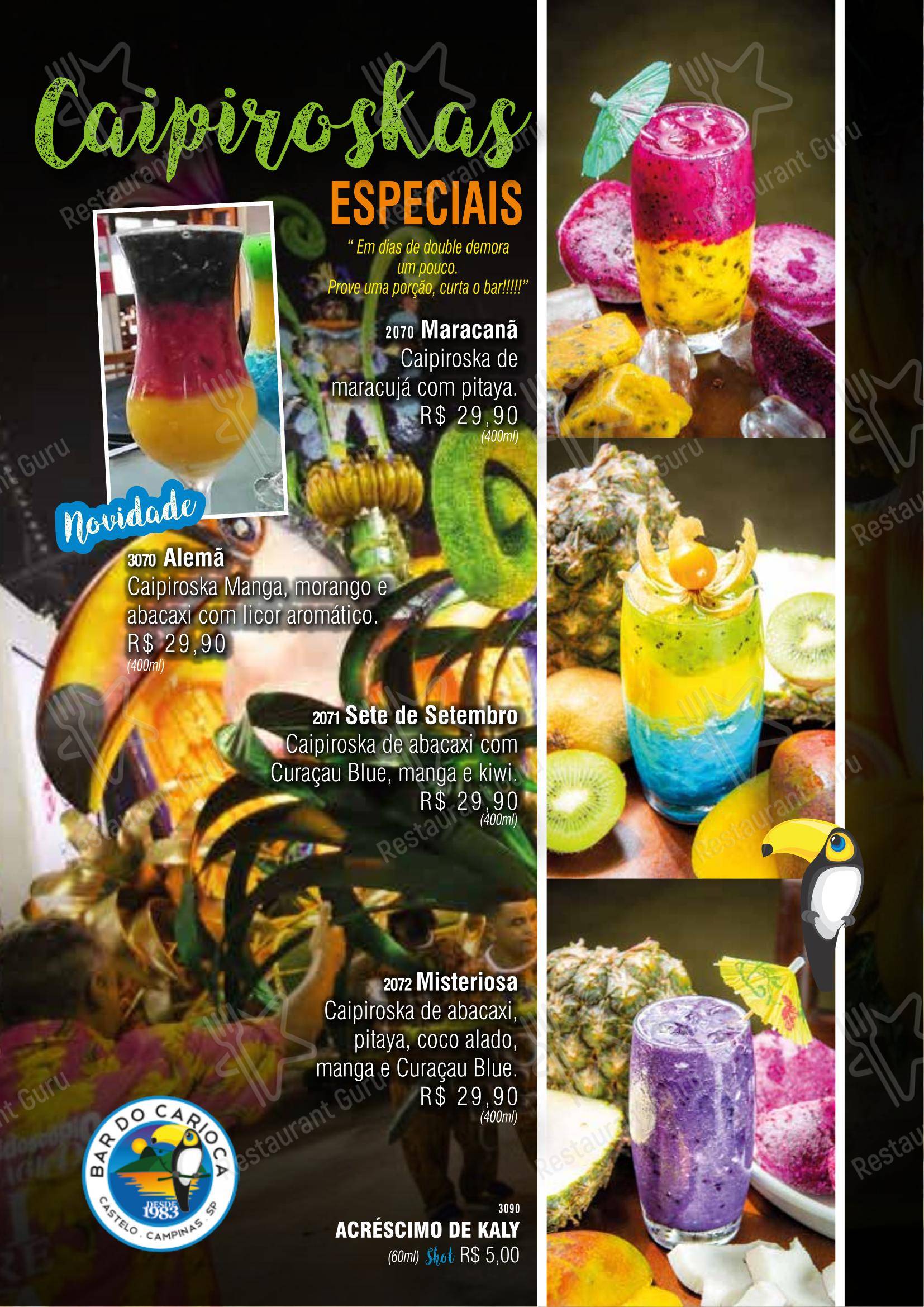 Bar do Carioca - Menu bar