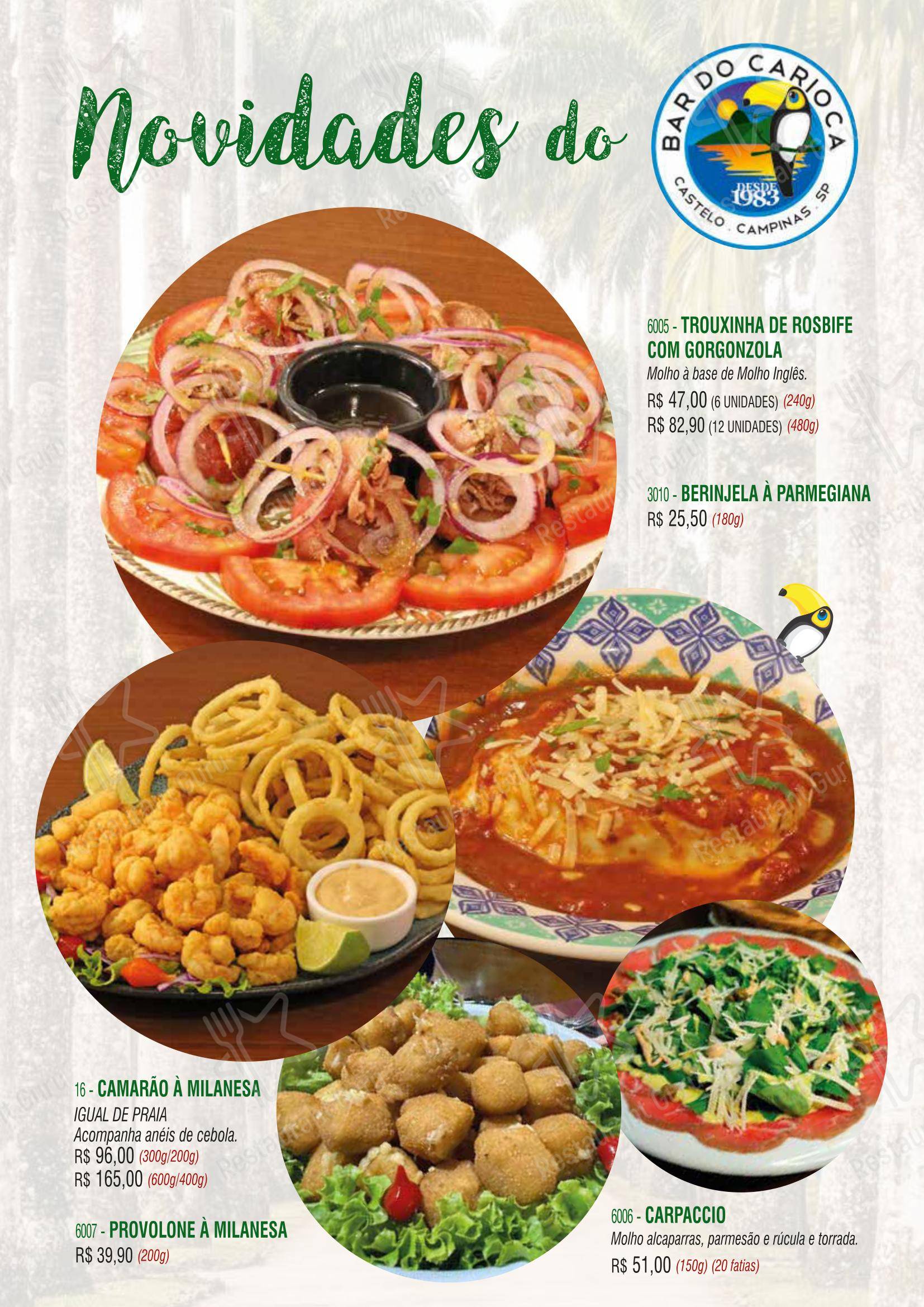Menu para Bar do Carioca em Campinas
