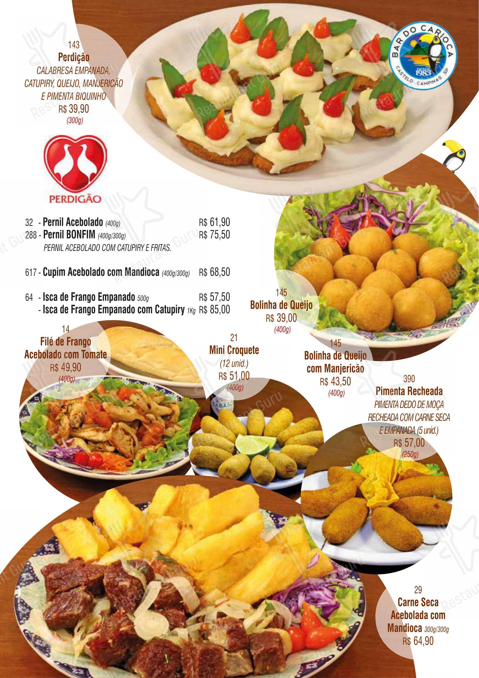 Bar do Carioca - Menu