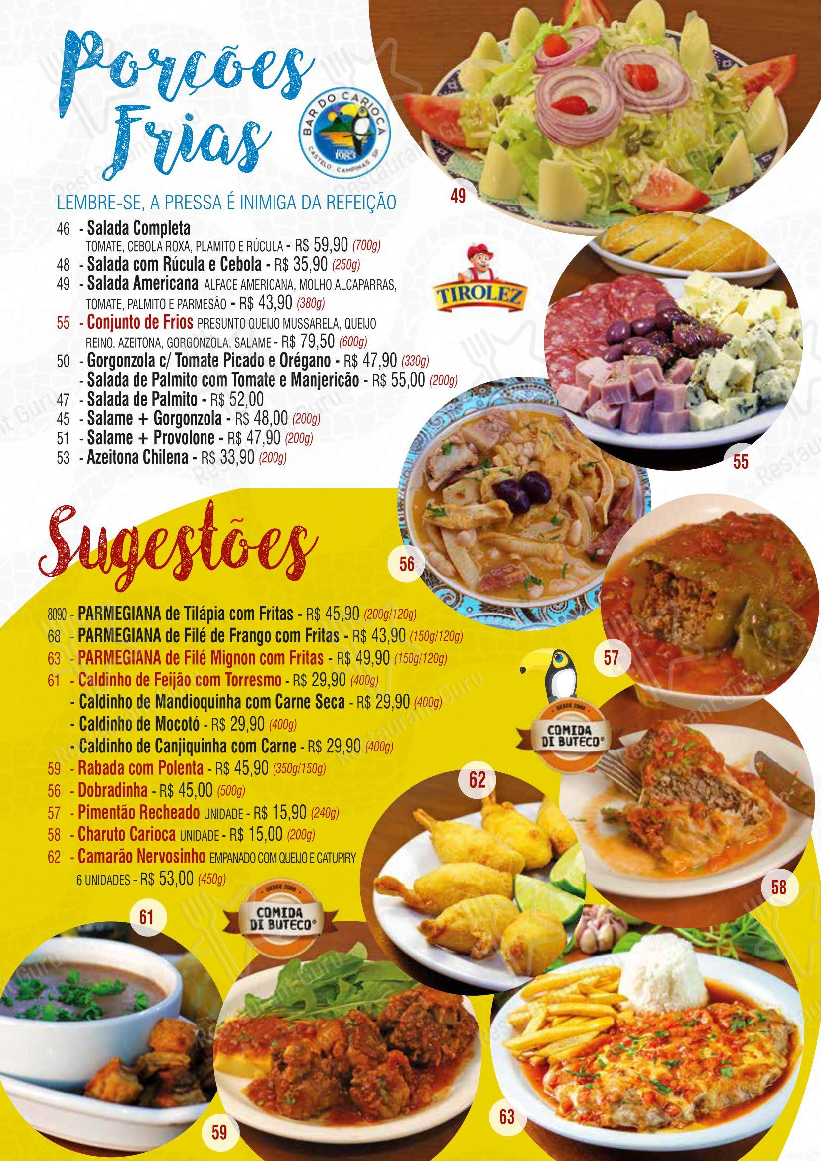 Bar do Carioca - Menu