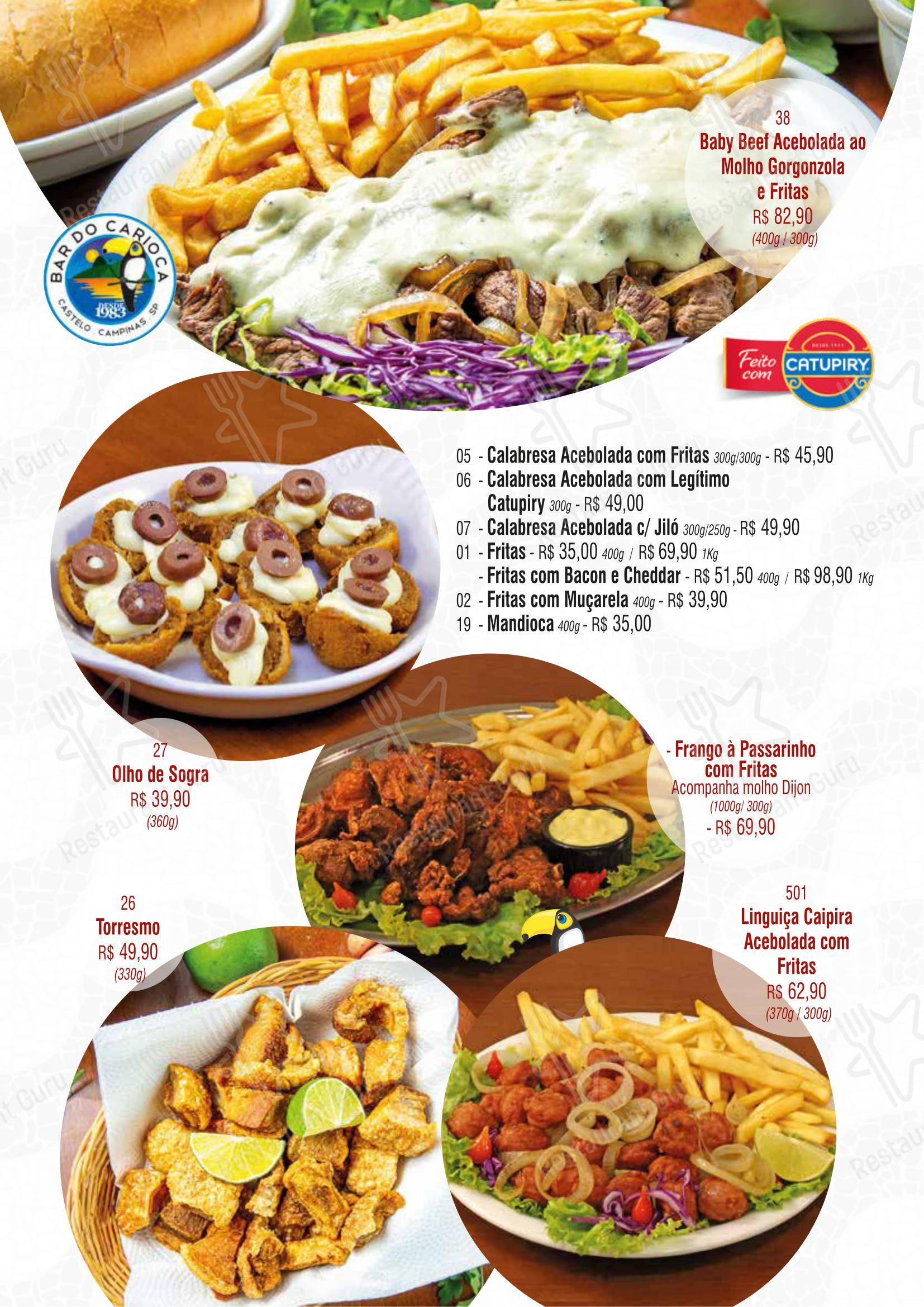 Menu para Bar do Carioca em Campinas