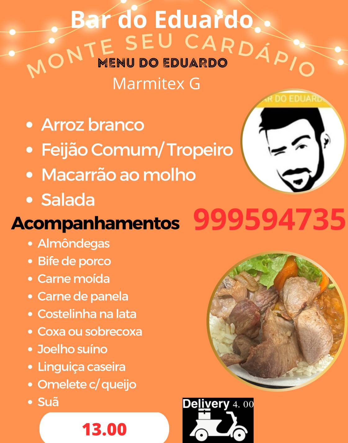 Bar do Eduardo Corinto MG cardápio