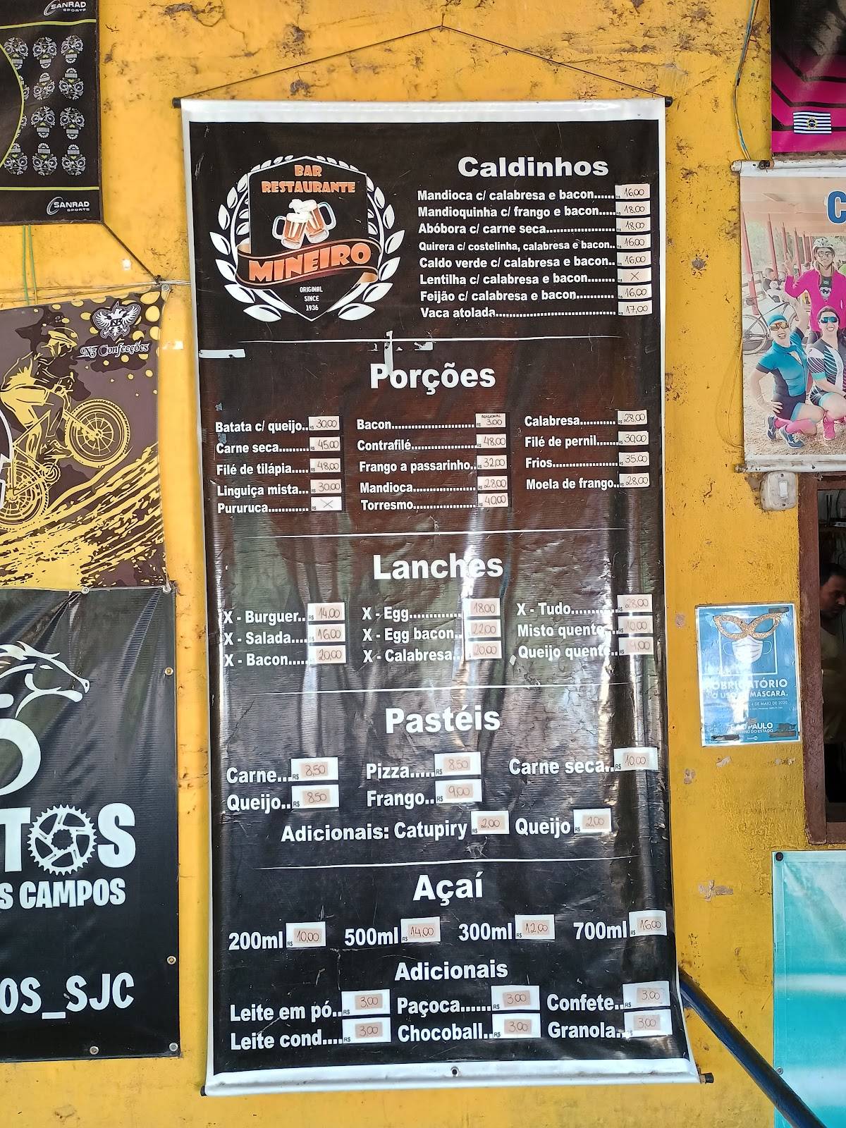 Bar do mineiro cardápio