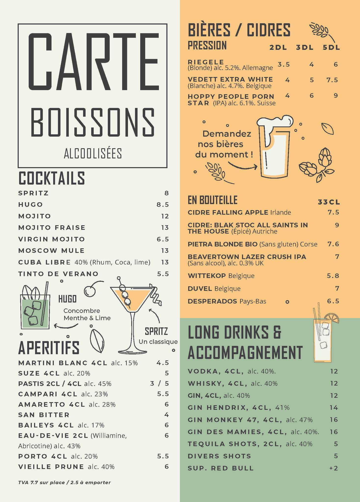 Menu di Bar la Taverne 