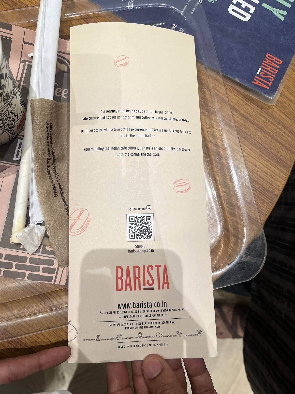 Barista menu
