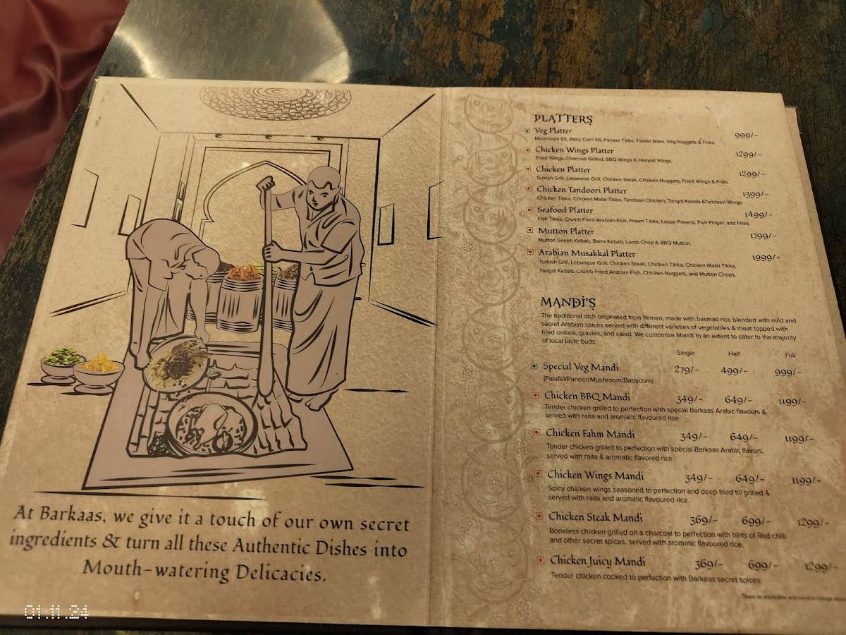 Barkaas Indo Arabic Restaurant menu