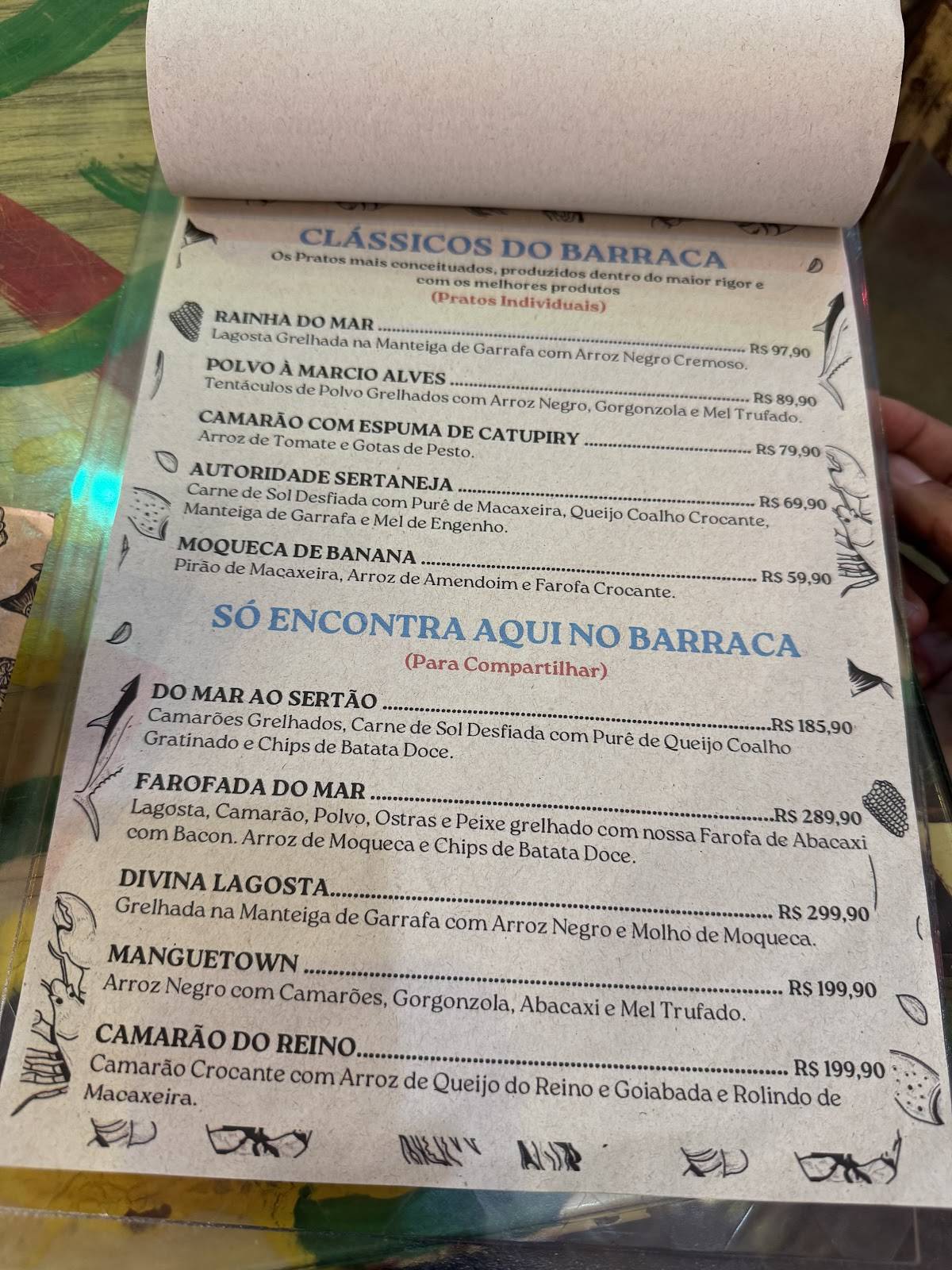 Barraca cardápio