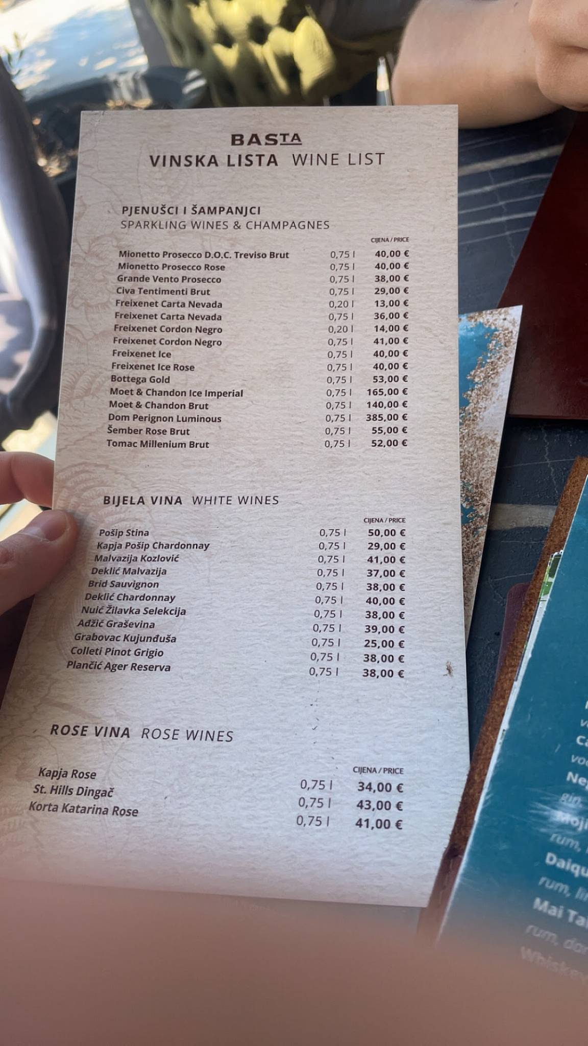 Menu di Basta gourmet bar Makarska 