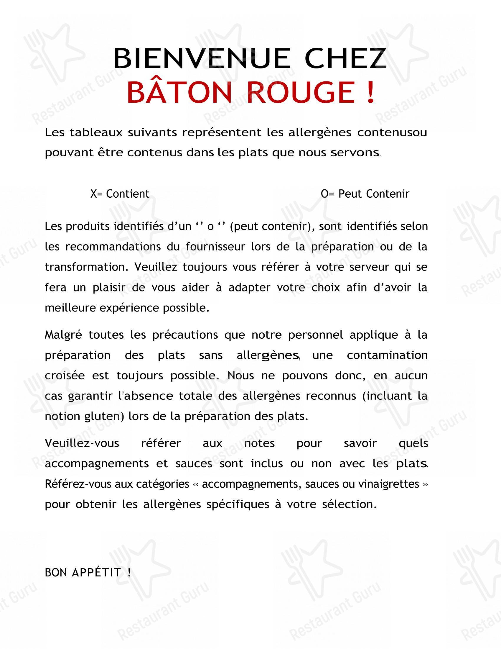 Menu pour Baton Rouge - Greenfield Park - Menu