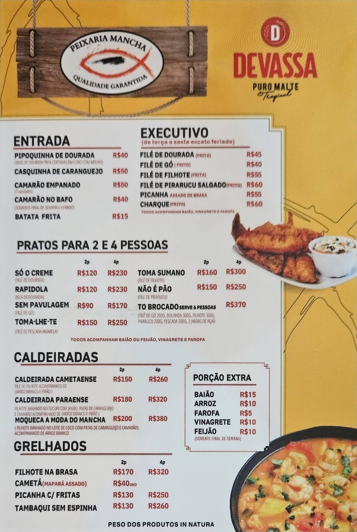 Restaurante Peixaria Mancha cardápio