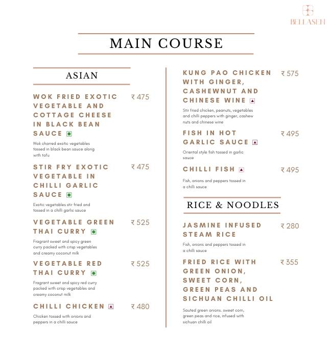 Bellasen Fine Dine Restaurant & Cafe menu