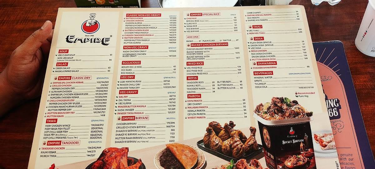 Empire Restaurant menu