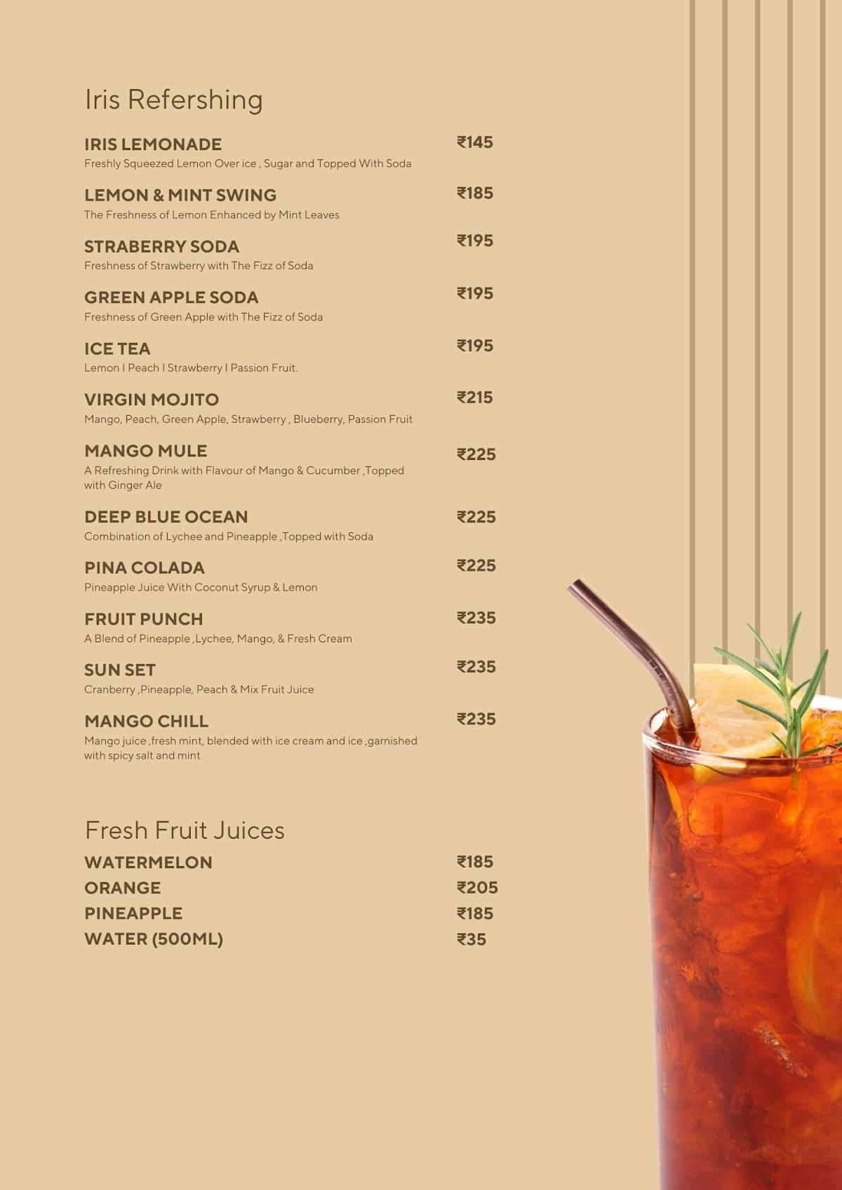 Iris Café & Kitchen, JP Nagar menu