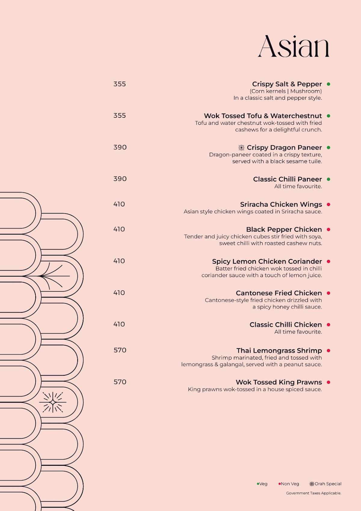 Orah Brew Garden menu
