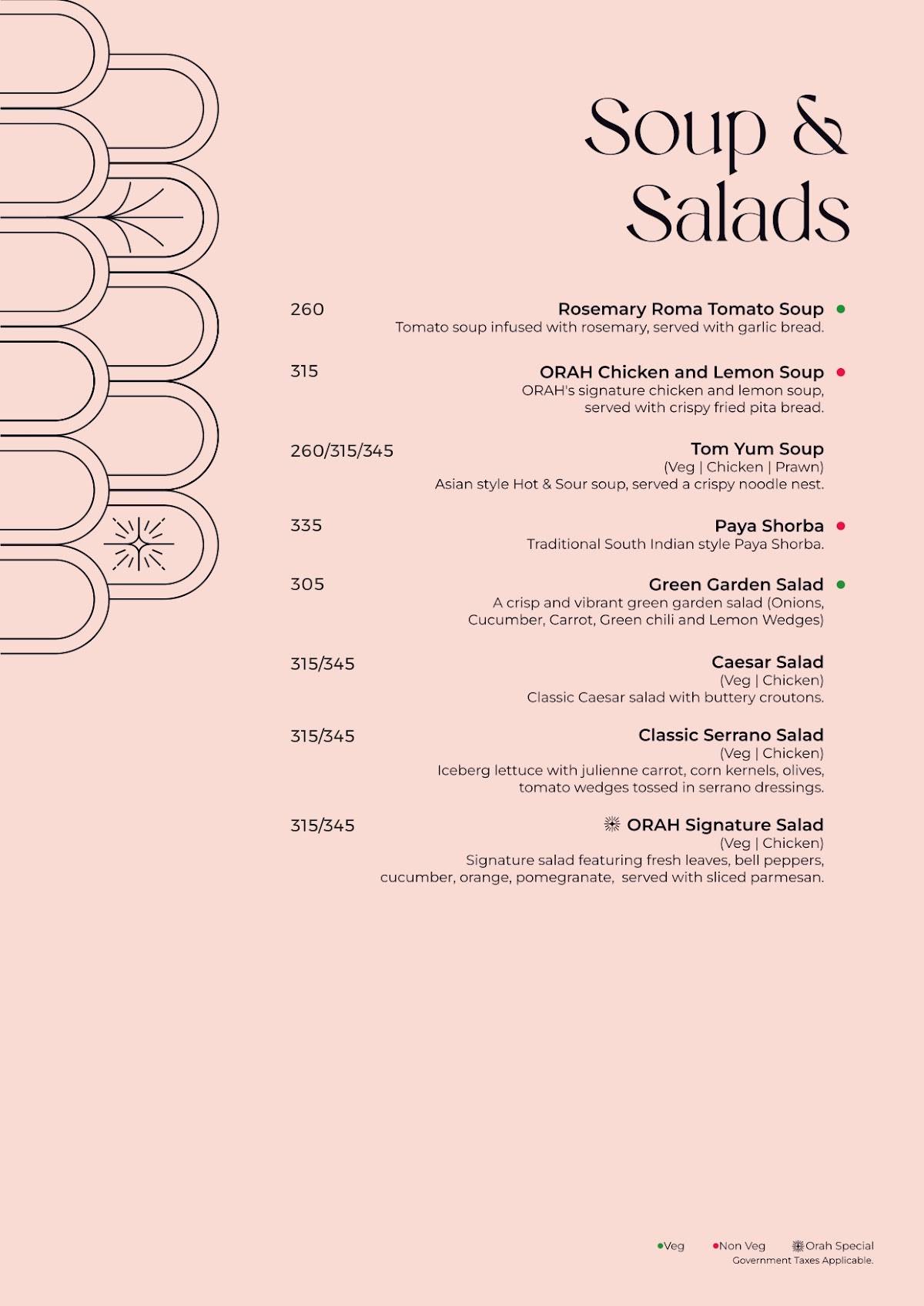 Orah Brew Garden menu