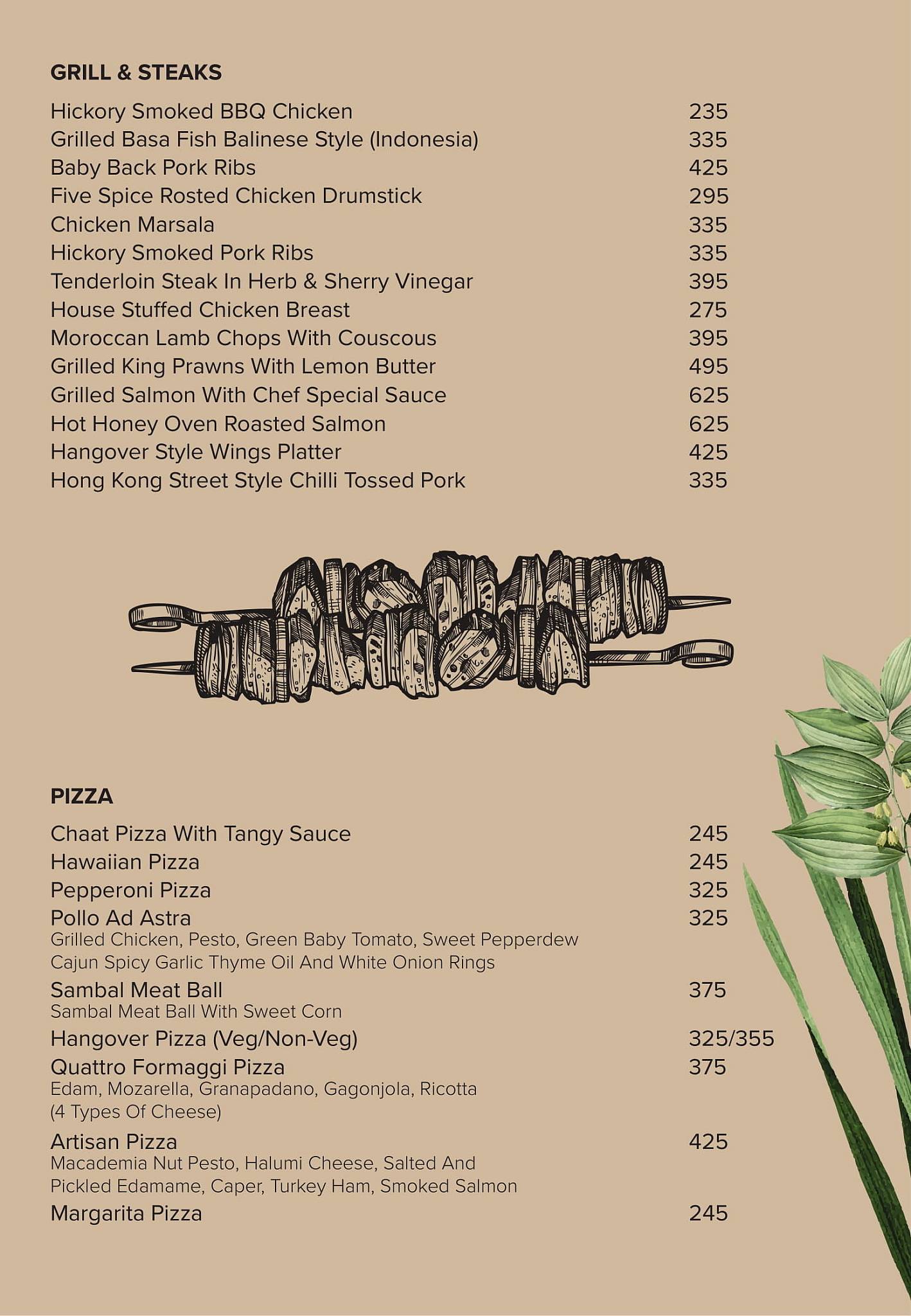 Plan B x Hangover XL Koramangala menu