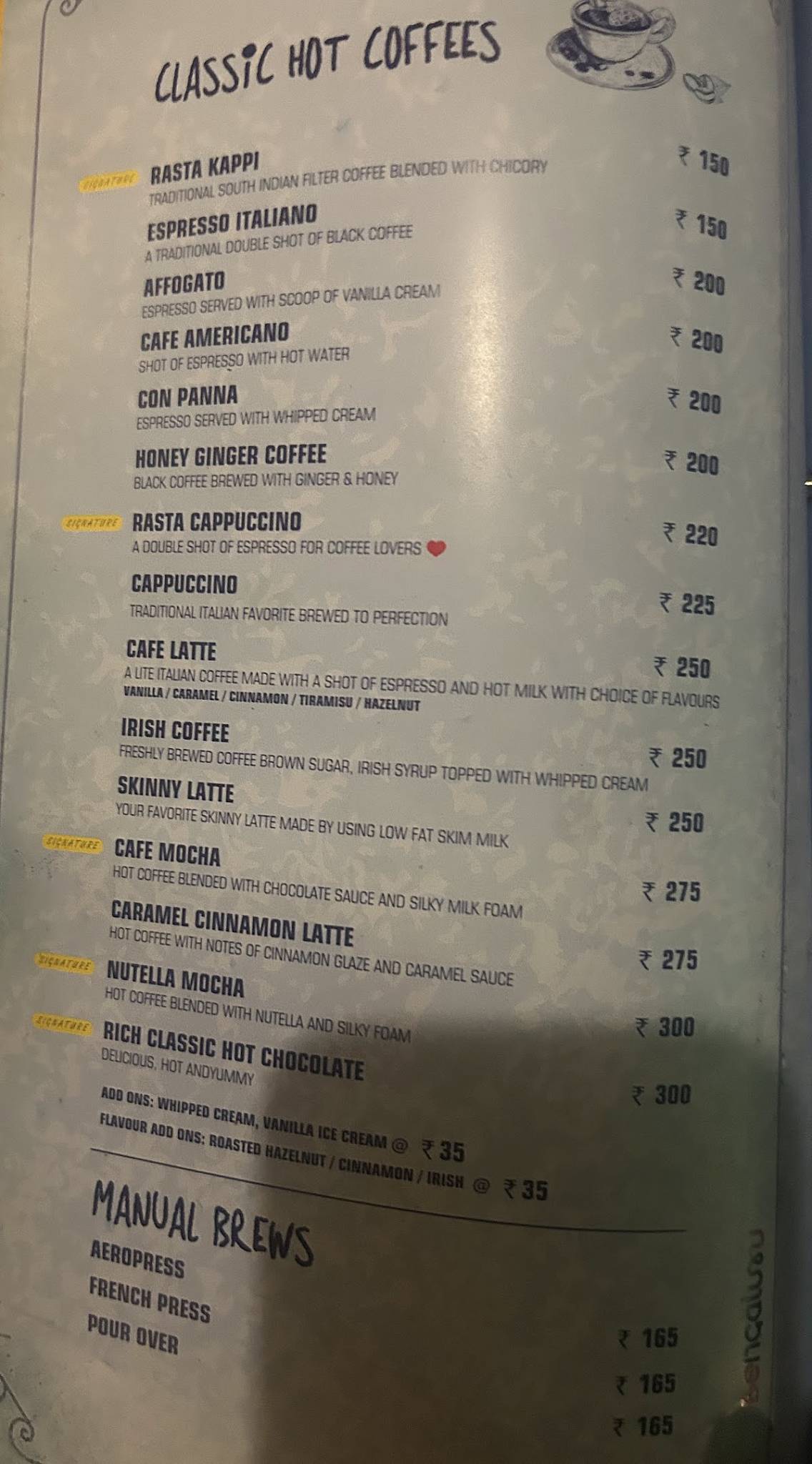 Rasta Cafe, Church St. menu