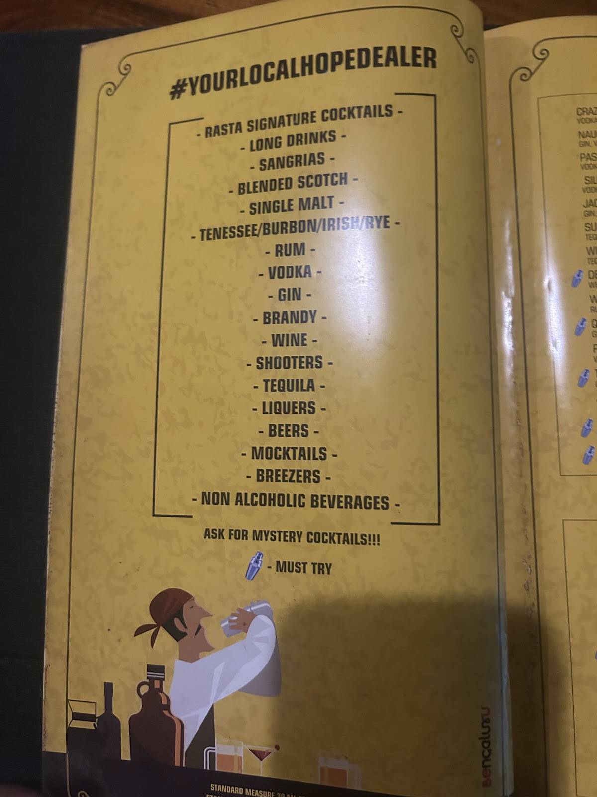 Rasta Cafe, Church St. menu