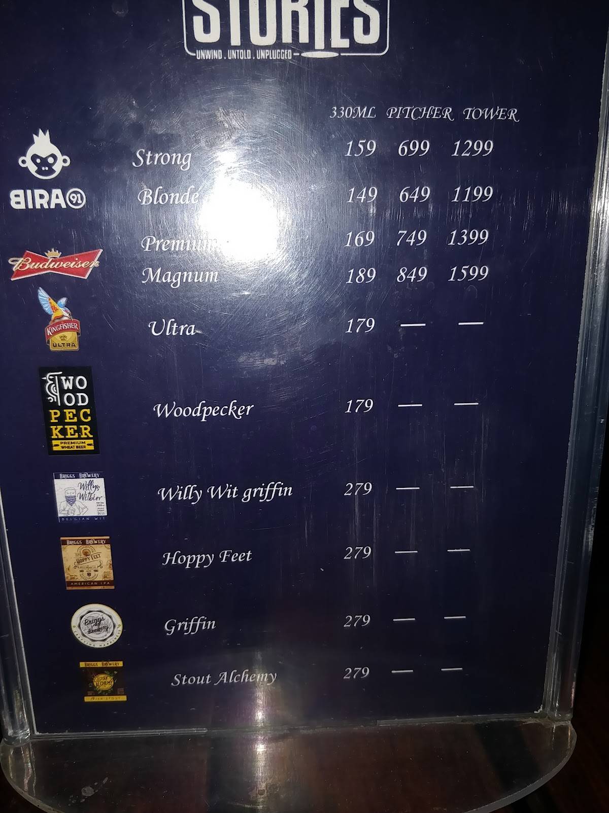 Stories Bar & Kitchen - J.P Nagar menu