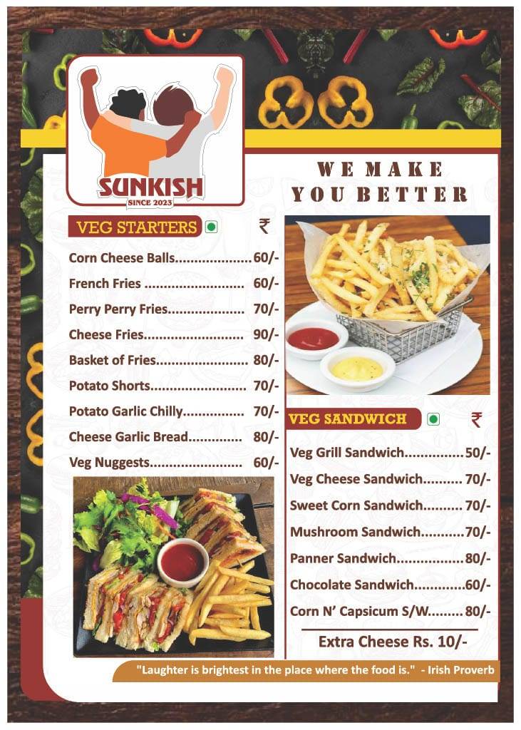 Sunkish Cafe menu