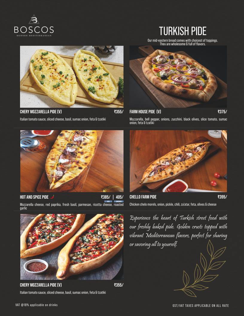 Boscos menu