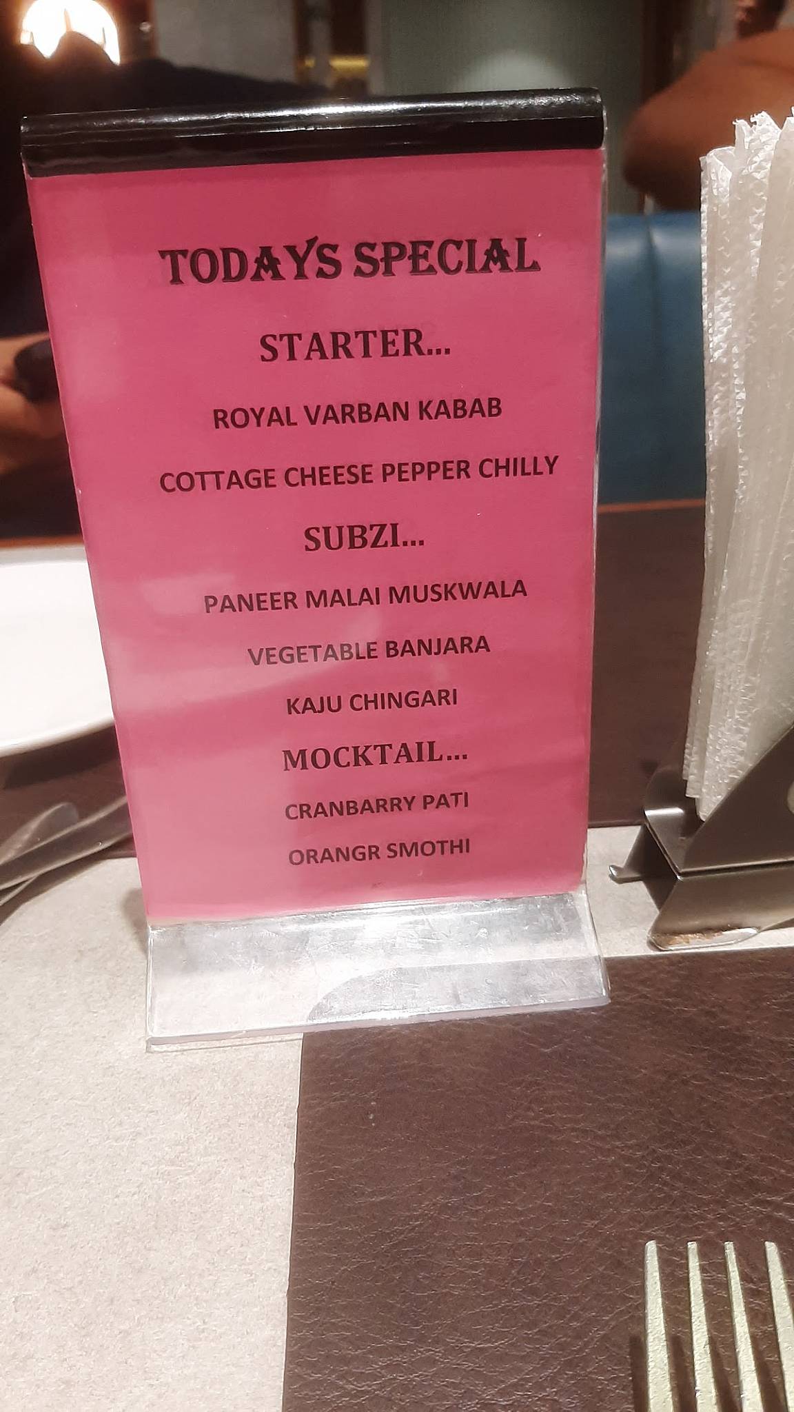 Park View Restaurant menu
