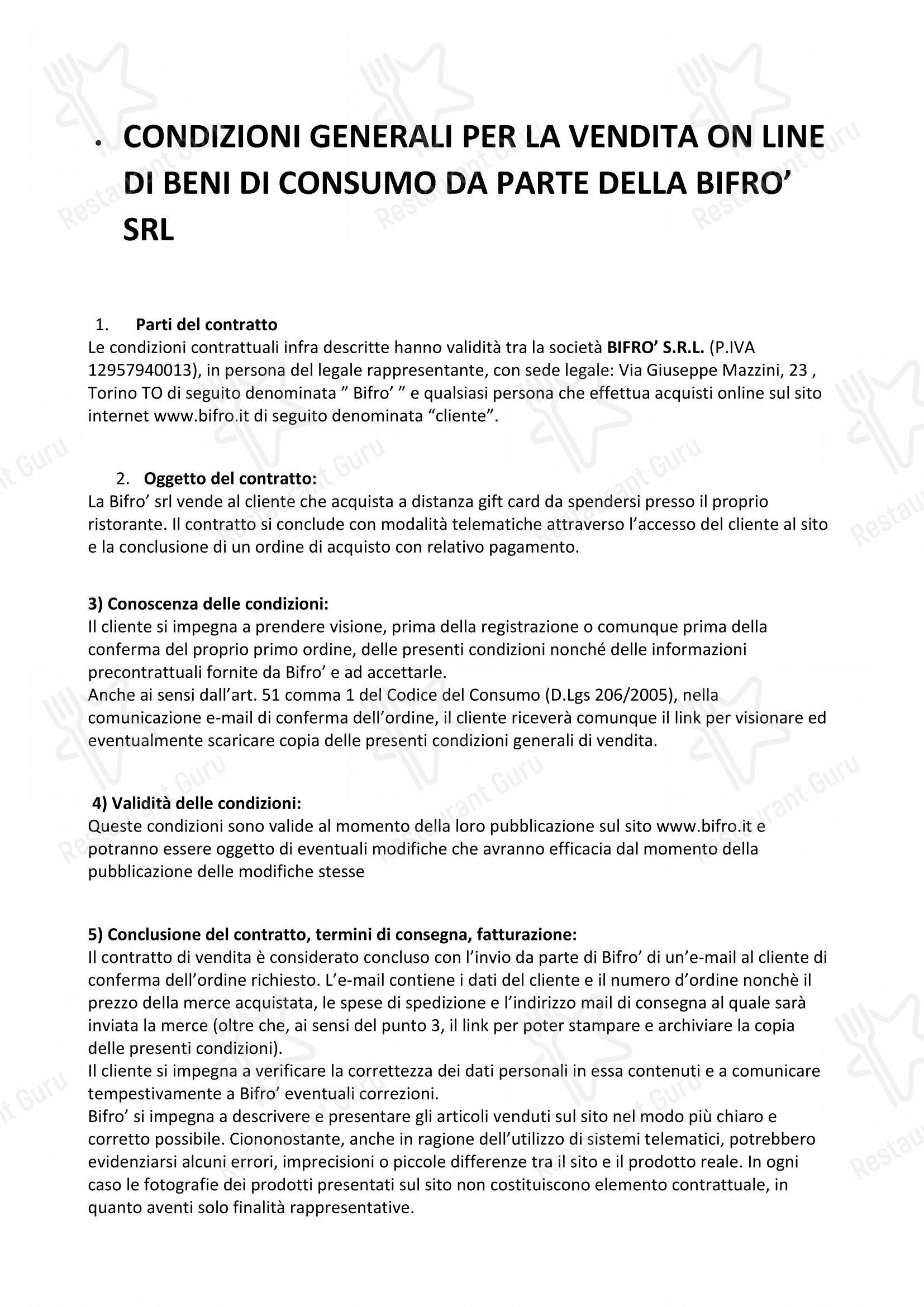 Menu per Bifrò - Ristorante di carne in Torino