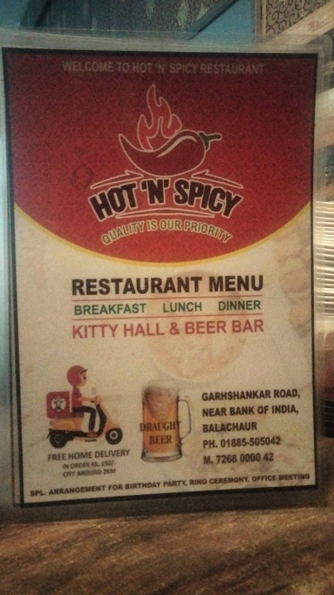 Billu Pizza Point menu