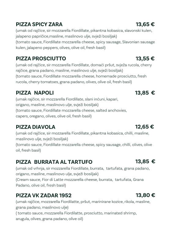 Menu di Bistro Gušti 
